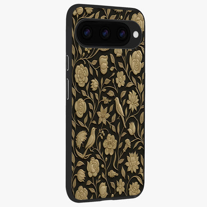 Golden Evil Eye Mandala Glass Case upright view showcasing decorative evil eye mandala artwork with spiritual aesthetic style.