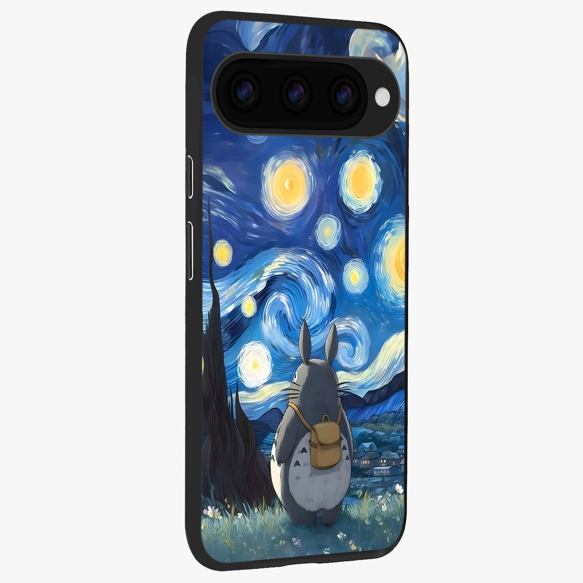 Totoro In Van Gogh Art Glass Case upright view showcasing creative character artwork with painterly artistic theme.