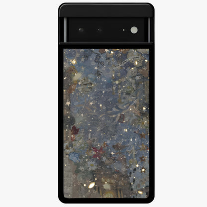 Aesthetic Astrolophia Glass Case showing flat back view with dreamy aesthetic design and glossy glass finish.