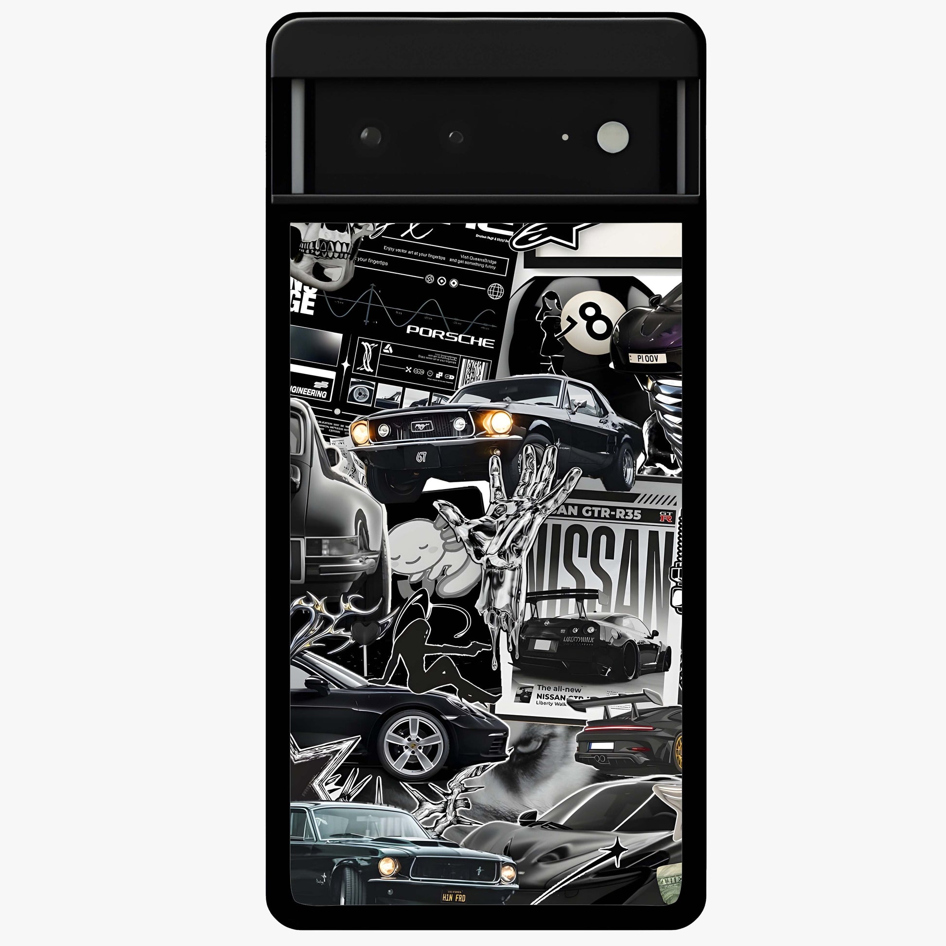 Aesthetic Dark Love Glass Case showing flat back view with dark romantic artwork and glossy glass finish.