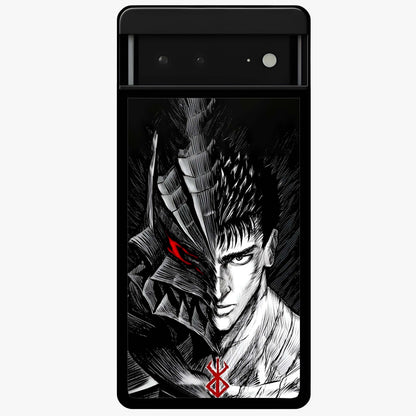 Berserker Blood Oath Glass Case showing flat back view with fierce warrior inspired artwork and glossy glass finish.