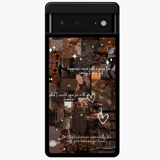 Bittersweet Aesthetic Chaos Glass Case showing flat back view with artistic chaotic aesthetic design and glossy glass finish.