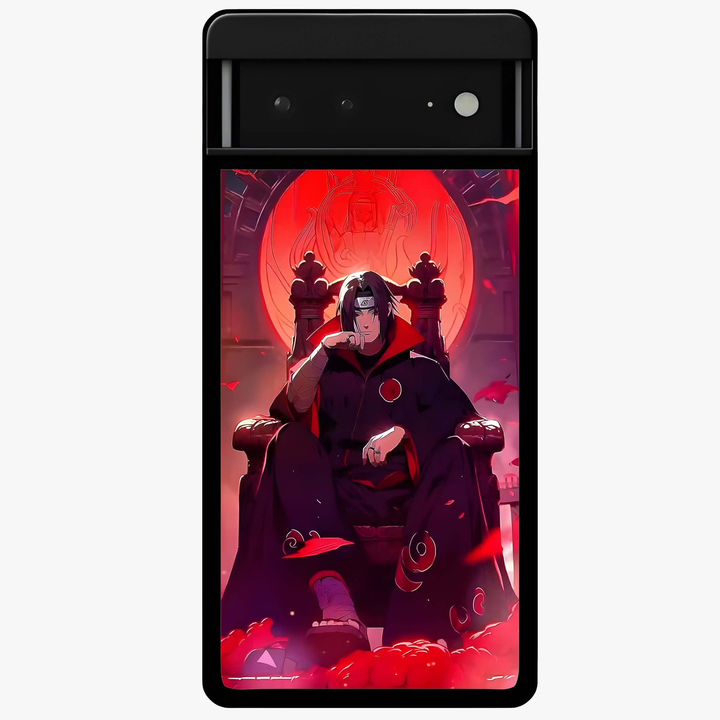 Blood Moon Sovereign Glass Case showing flat back view with mystical blood moon artwork and glossy glass finish.
