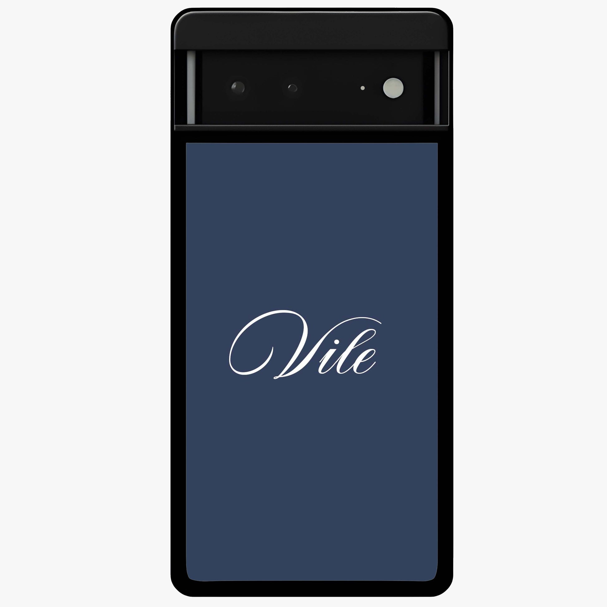 Blue Background Personalized Custom Name Glass Case showing flat back view with minimal blue background and custom name design.