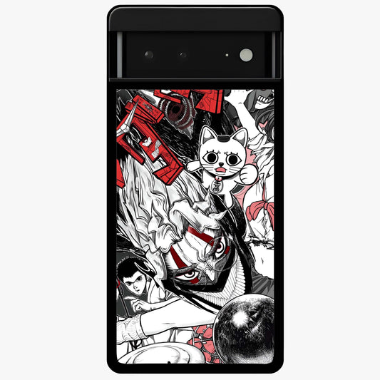 Crimson Chaos Panel Glass Case showing flat back view with bold crimson abstract artwork and glossy glass finish.