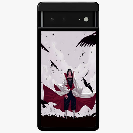 Crimson Crow Ascension Glass Case showing flat back view with mystical crow artwork and glossy glass finish.