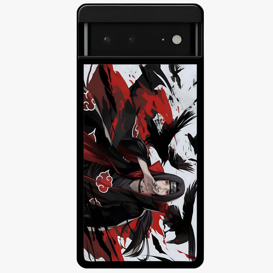 Crimson Crow Illusion Glass Case showing flat back view with artistic crow illusion artwork and glossy glass finish.