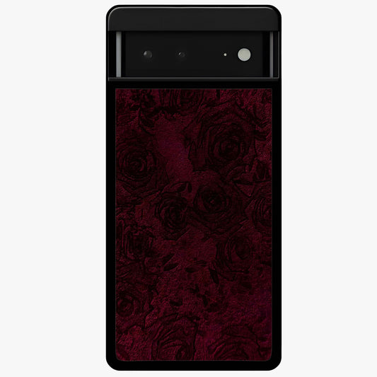 Crimson Fade Flow Glass Case showing flat back view with flowing crimson gradient artwork and glossy glass finish.