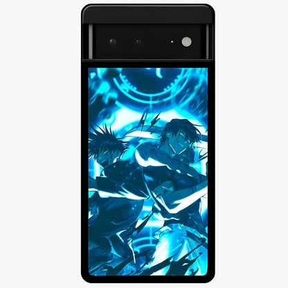 Cursed Energy Clash Glass Case showing flat back view with intense cursed energy artwork and glossy glass finish.