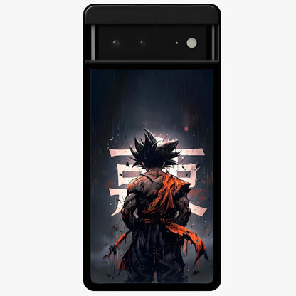 Dark Warrior In Rain Glass Case showing flat back view with warrior artwork in rainy atmosphere and glossy glass finish.