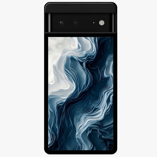 Ethereal Paper Marble Glass Case showing flat back view with soft marble paper texture artwork and glossy glass finish.