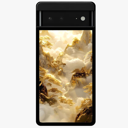Gates Of Illumination Glass Case showing flat back view with mystical illuminated gate artwork and glossy glass finish.