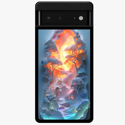 Glow Forest Portal Glass Case showing flat back view with glowing forest portal artwork and glossy glass finish.
