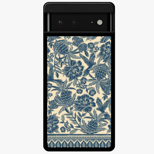 Heirloom Wild Bloom Glass Case showing flat back view with vintage inspired wild flower artwork and glossy glass finish.