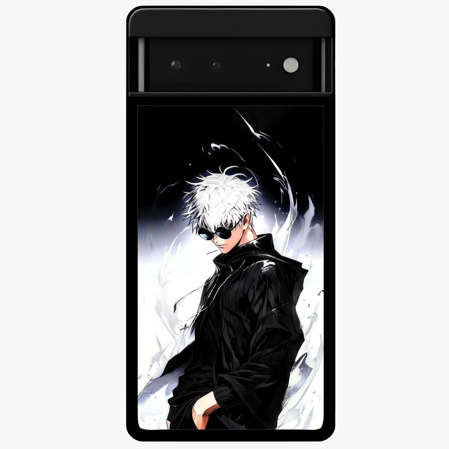 Limitless Shadow King Glass Case showing flat back view with powerful shadow warrior artwork and glossy glass finish.