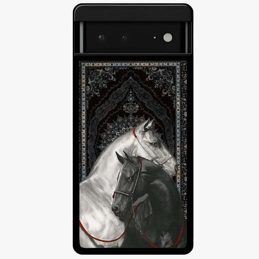 Majestic Ride Legacy Glass Case showing flat back view with powerful automotive inspired artwork and glossy glass finish.