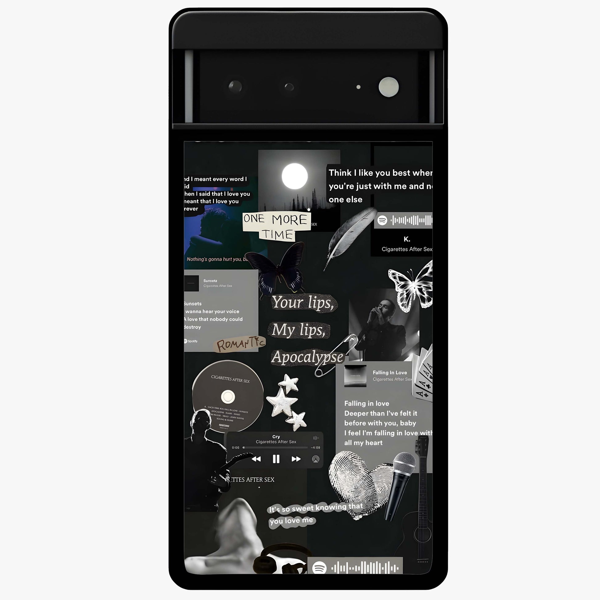 Midnight Love Echo Glass Case showing flat back view with romantic midnight themed artwork and glossy glass finish.