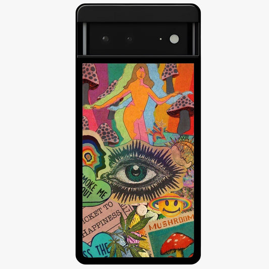 Mystic Eye Wonderland Glass Case showing flat back view with mystical eye themed artwork and glossy glass finish.