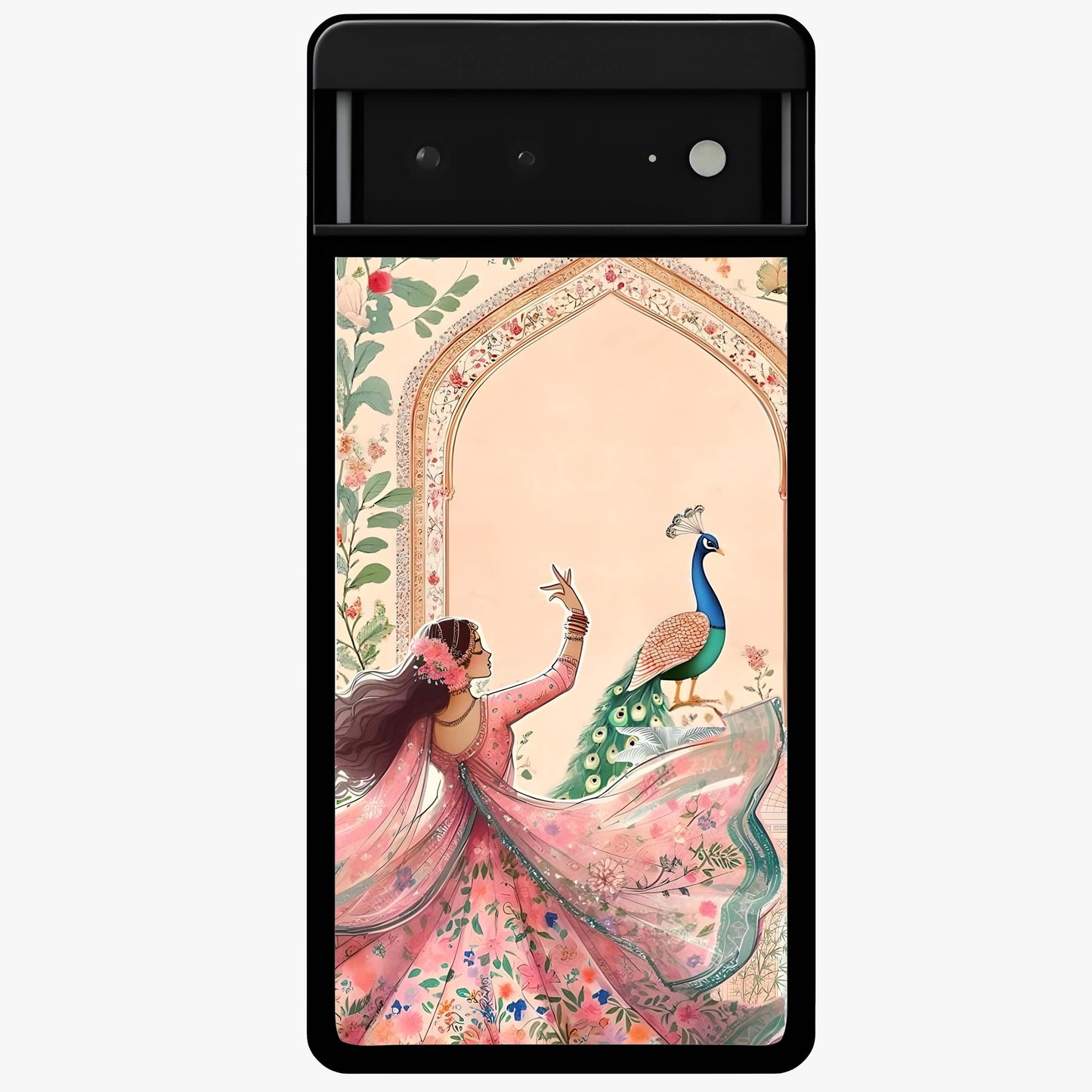 Royal Grace Muse Glass Case showing flat back view with elegant artistic artwork and glossy glass finish.