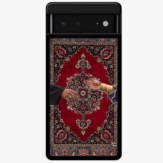Royal Touch Reach Glass Case showing flat back view with elegant royal themed artwork and glossy glass finish.