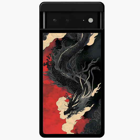 Shadow Dragon Fury Glass Case showing flat back view with fierce dragon artwork and glossy glass finish.