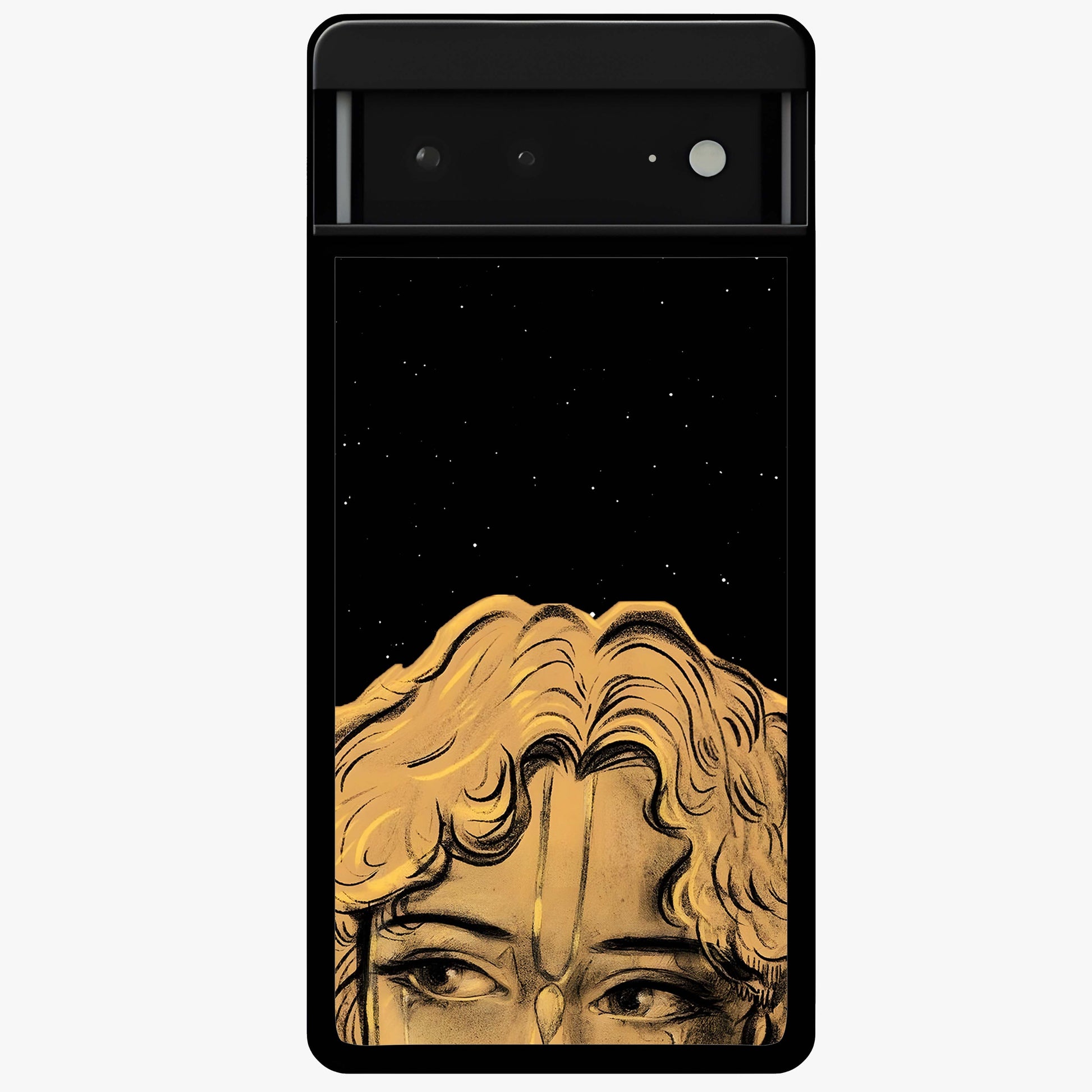 Shri Krishna Art Glass Case showing flat back view with devotional Krishna artwork and glossy glass finish.