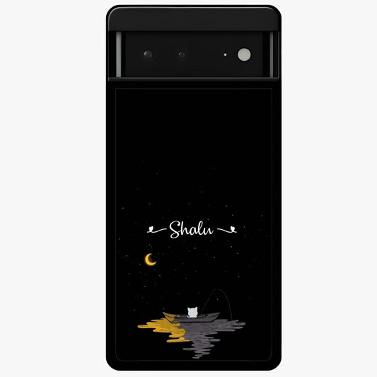 Silent Night Row Glass Case showing flat back view with calm night themed artwork and glossy glass finish.