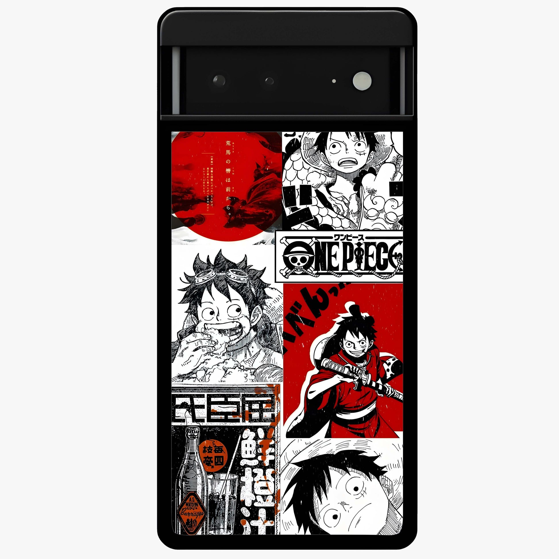 Strawhat Chaos Panels Glass Case showing flat back view with anime inspired chaos panel artwork and glossy glass finish.