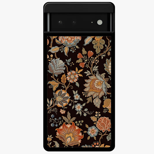 Vintage Floral Dream Glass Case showing flat back view with classic floral artwork and glossy glass finish.
