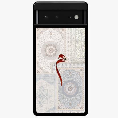 White Aesthetic Bow Glass Case showing flat back view with minimal bow artwork and glossy glass finish.