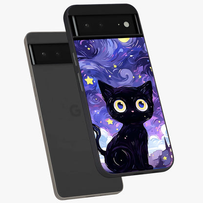 Abstract Cat Art Glass Case displayed in angled mockup highlighting modern abstract cat artwork and sleek glass surface.