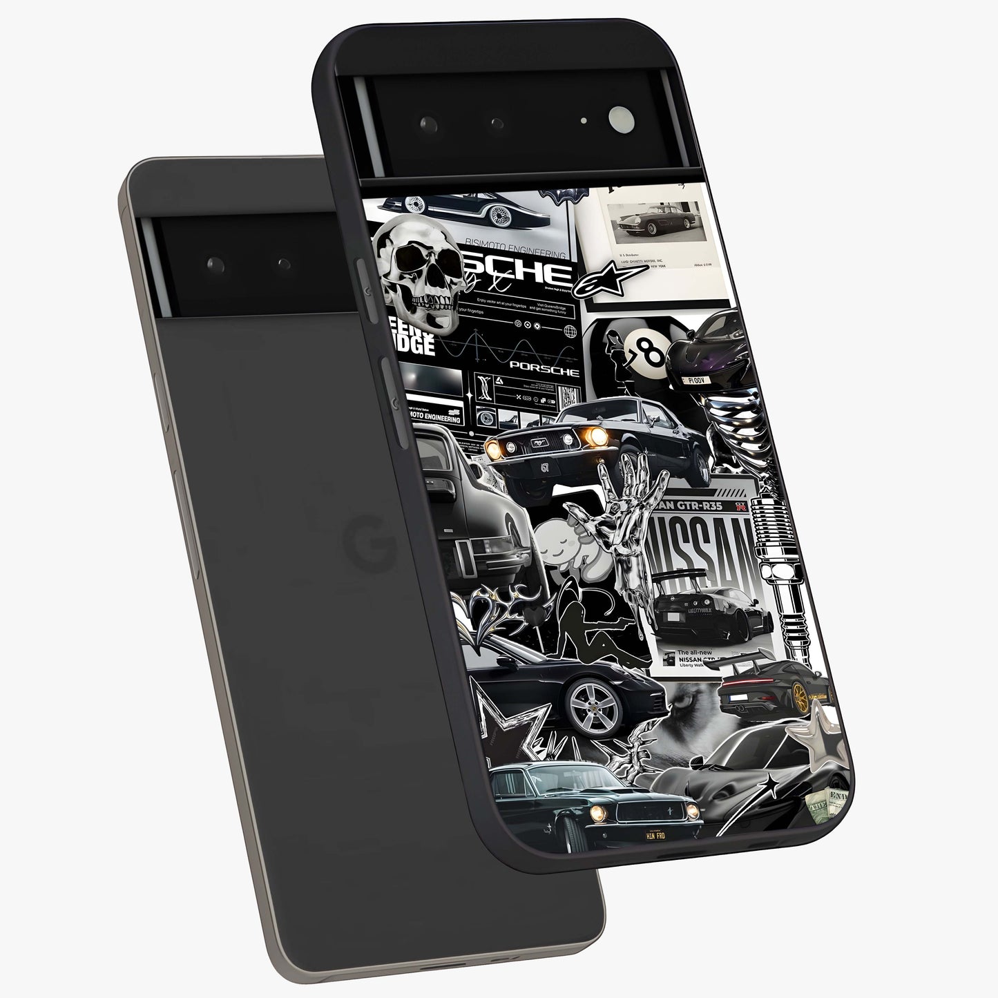 Aesthetic Dark Love Glass Case displayed in angled mockup highlighting moody aesthetic design and bold love theme.