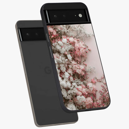 Blush Blossom Cloud Glass Case displayed in angled mockup highlighting soft cloud and blossom design with pastel aesthetic.