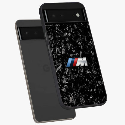 Carbon Speed Mark Glass Case displayed in angled mockup highlighting racing inspired carbon design and sleek aesthetic style.