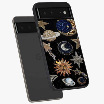 Celestial Gem Constellations Glass Case displayed in angled mockup highlighting gemstone inspired constellation design.