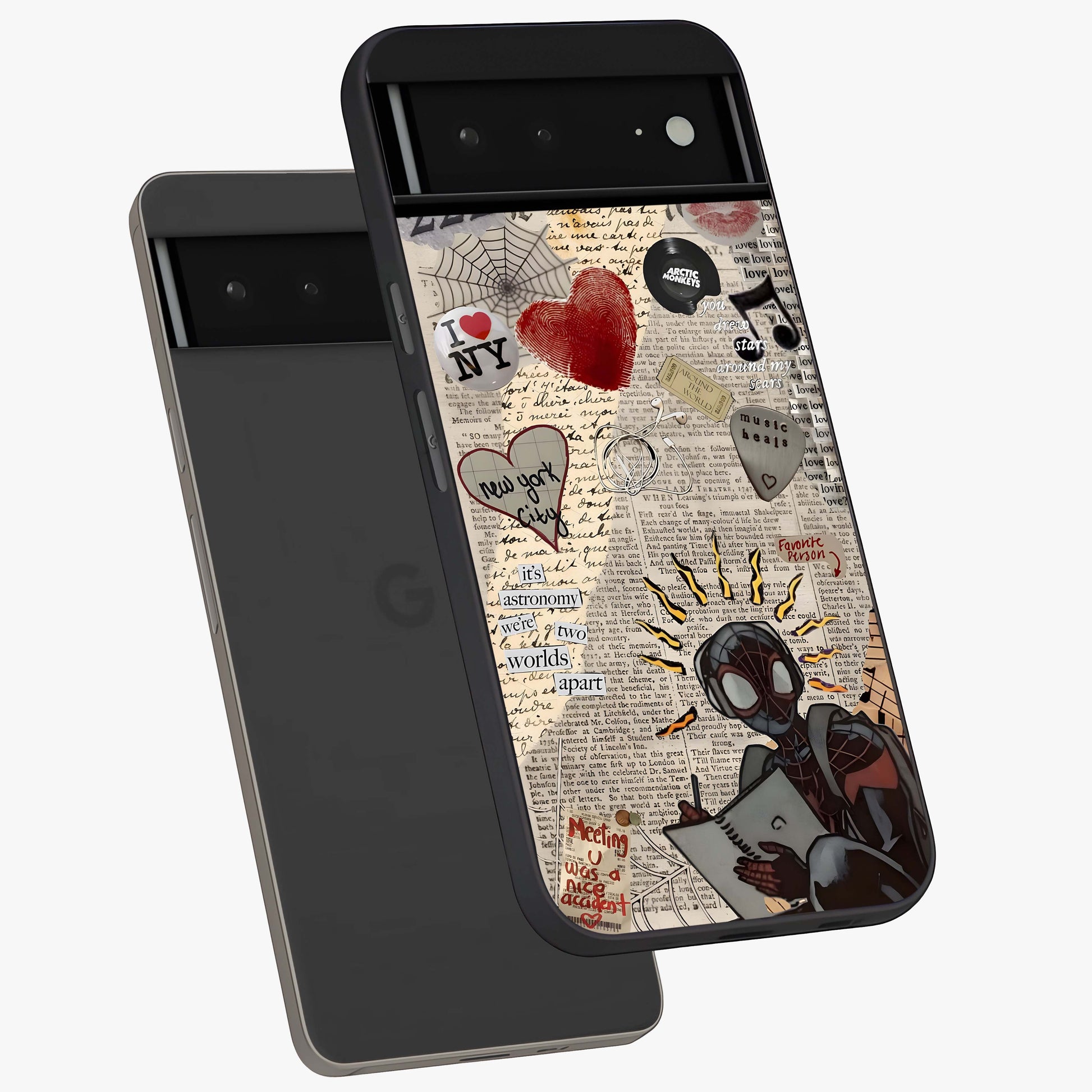 City Dream Sketch Glass Case displayed in angled mockup highlighting minimal city illustration with aesthetic sketch style.