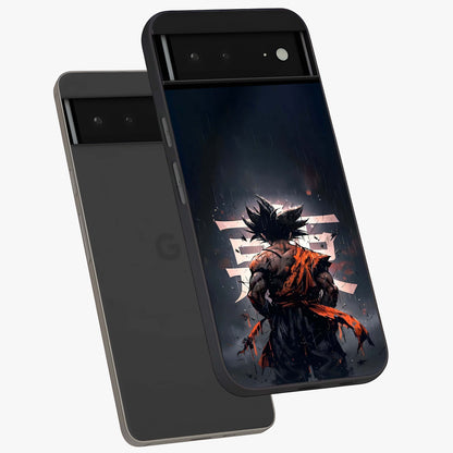 Dark Warrior In Rain Glass Case displayed in angled mockup highlighting dramatic warrior illustration with dark rain aesthetic.