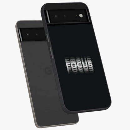 Focus Mode On Glass Case displayed in angled mockup highlighting clean minimal text artwork with modern aesthetic style.