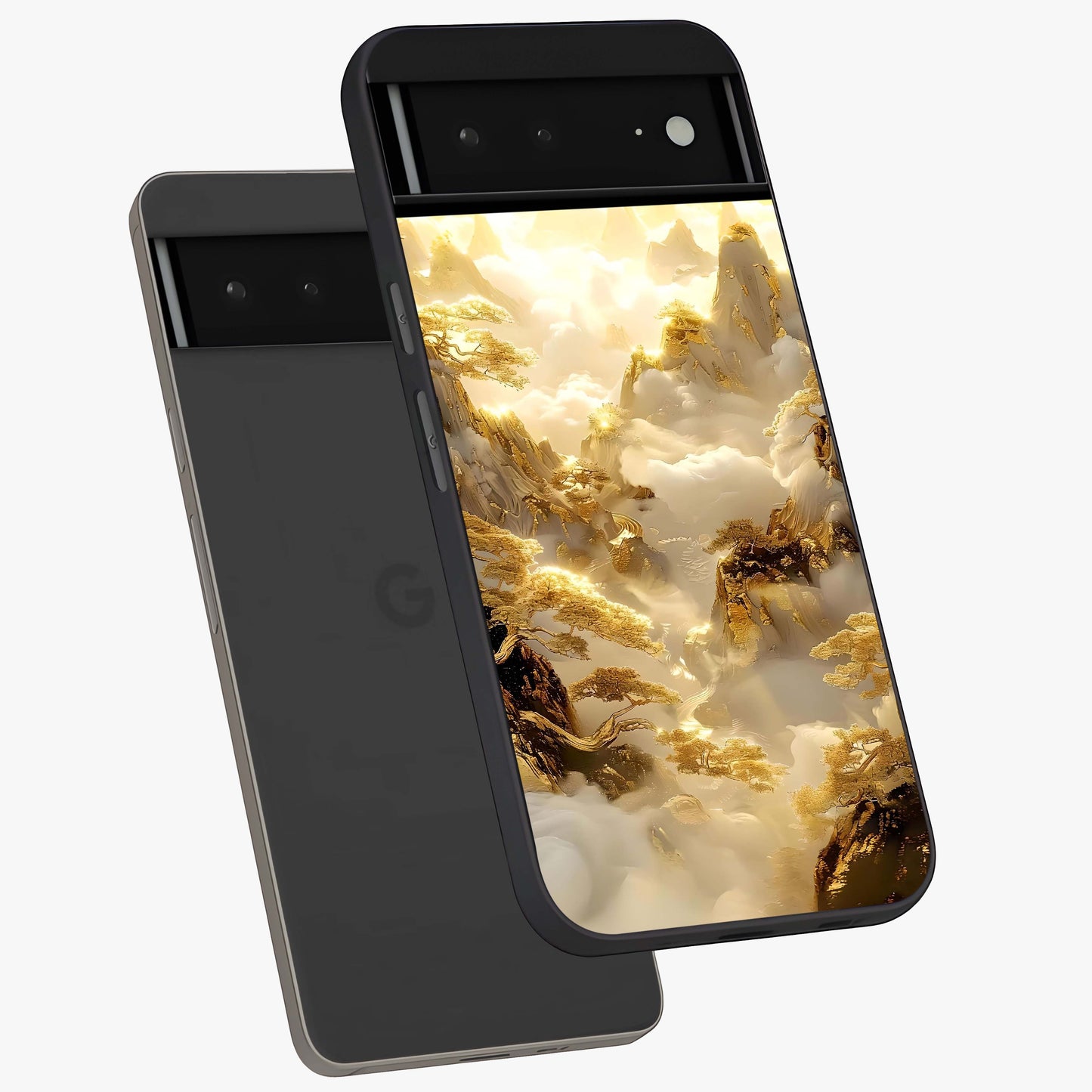 Gates Of Illumination Glass Case displayed in angled mockup highlighting radiant portal inspired design with fantasy aesthetic.
