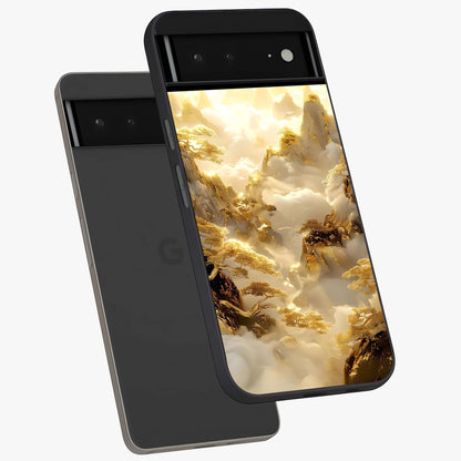 Gates Of Illumination Glass Case displayed in angled mockup highlighting radiant portal inspired design with fantasy aesthetic.