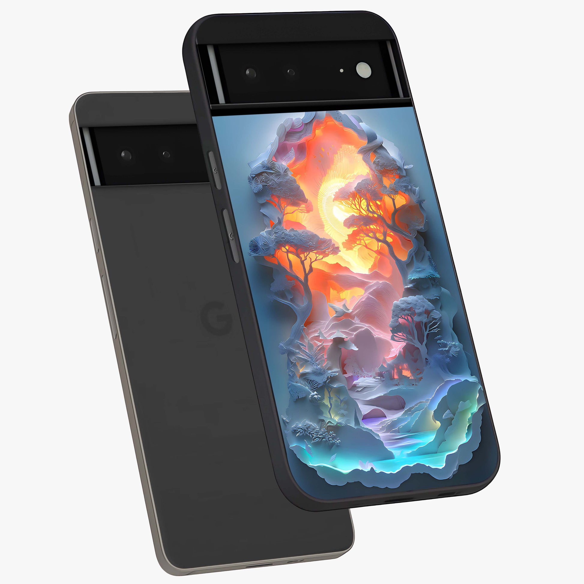 Glow Forest Portal Glass Case displayed in angled mockup highlighting mystical forest design with magical glowing aesthetic.