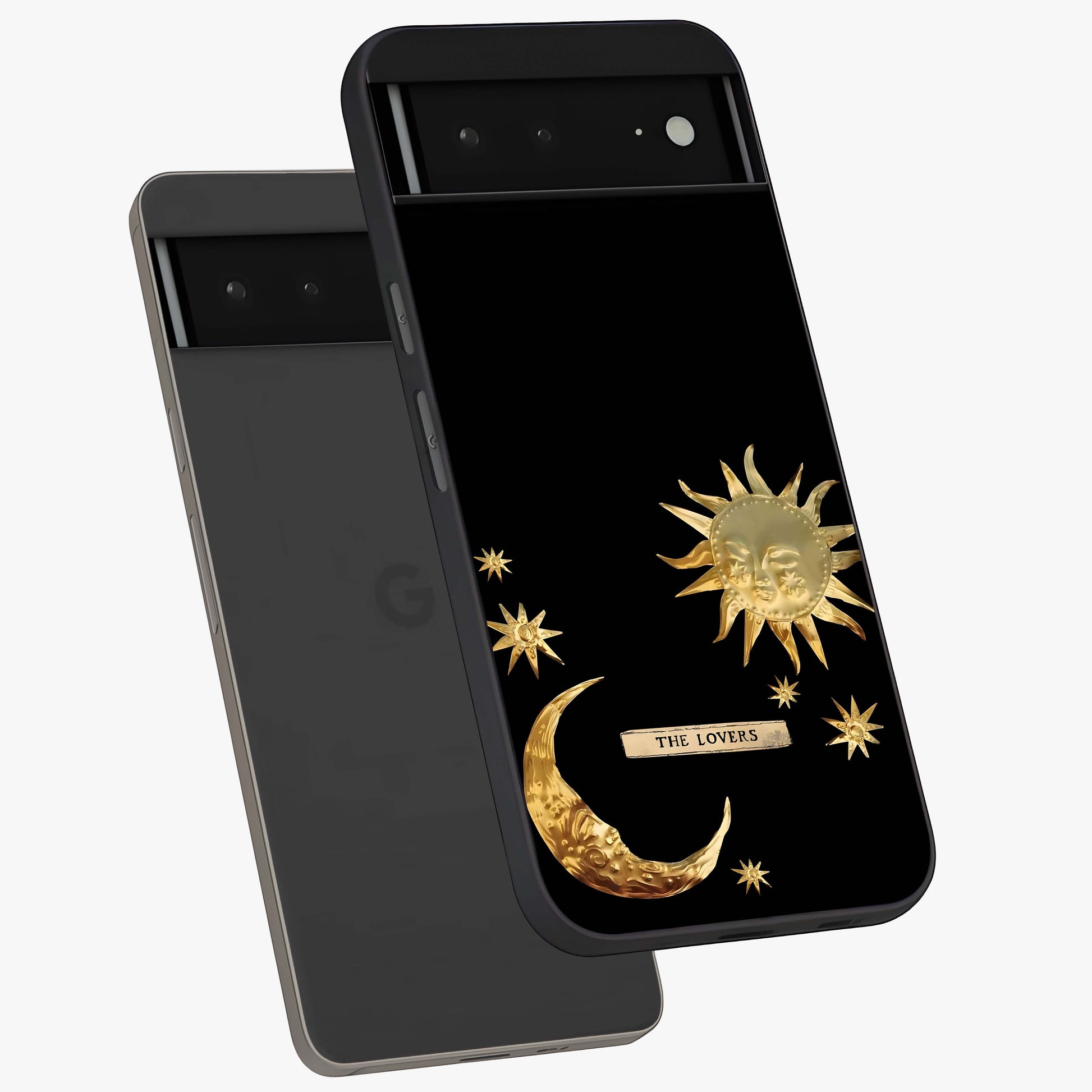 Gold Sun Blush Glass Case displayed in angled mockup highlighting radiant sun design with warm golden aesthetic.