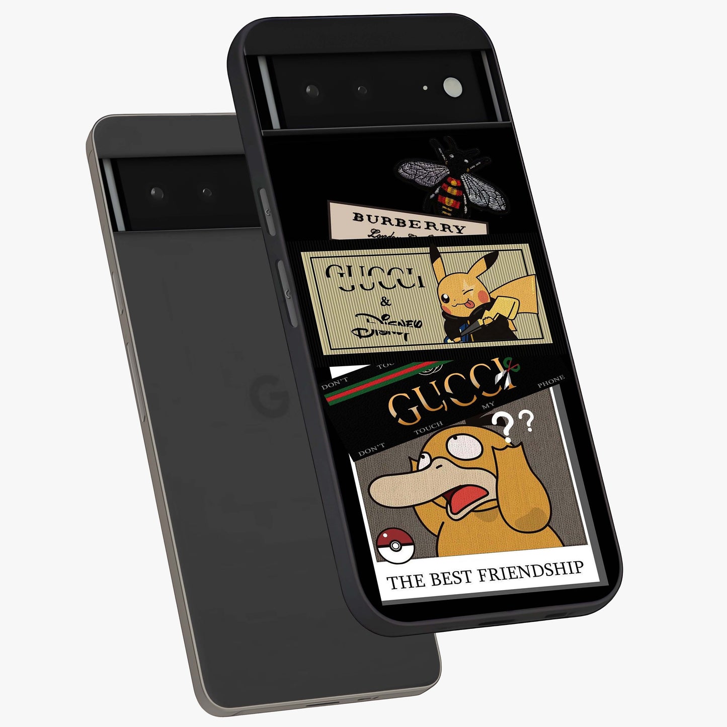 Gucci Play Mashup Glass Case displayed in angled mockup highlighting stylish fashion mashup design with bold aesthetic.