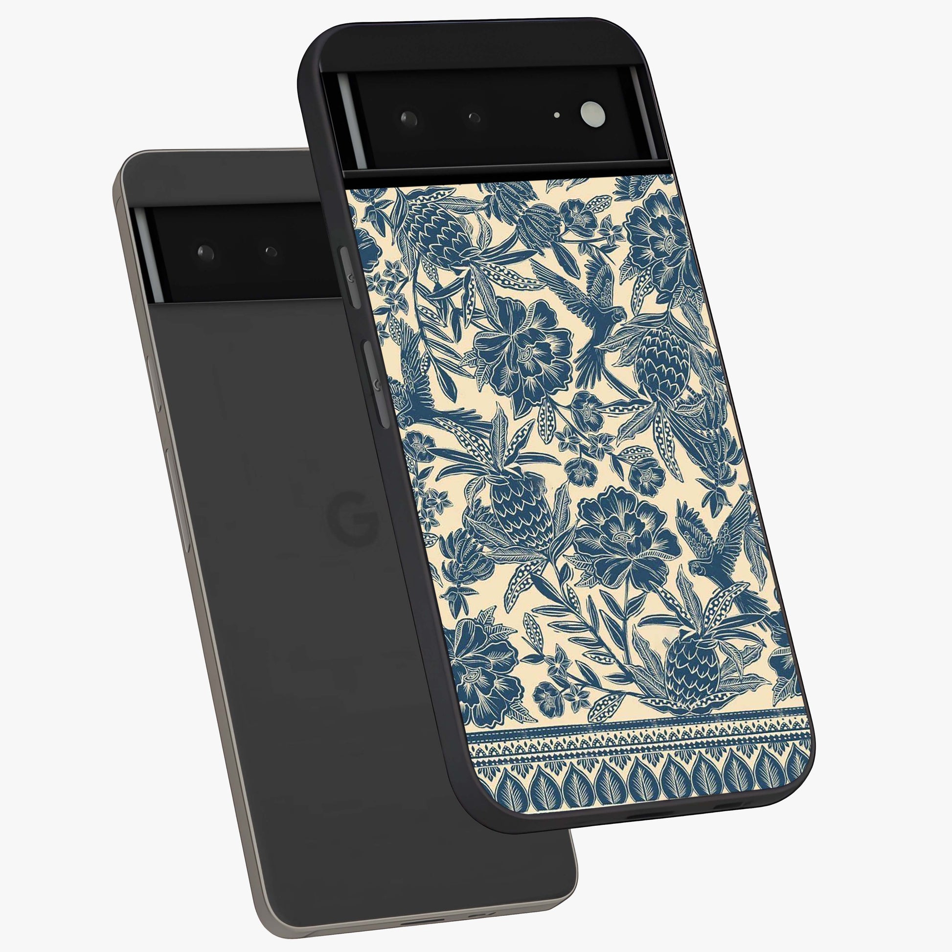 Heirloom Wild Bloom Glass Case displayed in angled mockup highlighting botanical bloom design with classic aesthetic style.