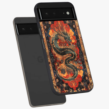 Inferno Dragon Soul Glass Case displayed in angled mockup highlighting powerful dragon illustration with inferno aesthetic.