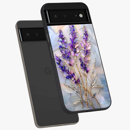 Lavender Dream Glow Glass Case displayed in angled mockup highlighting dreamy purple glow design with soft artistic style.