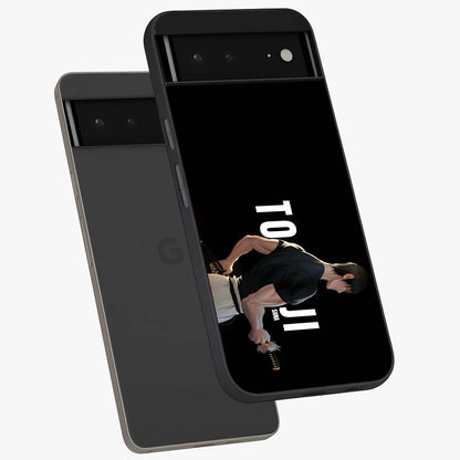 Midnight Blade Resolve Glass Case displayed in angled mockup highlighting powerful blade illustration with dramatic dark aesthetic.