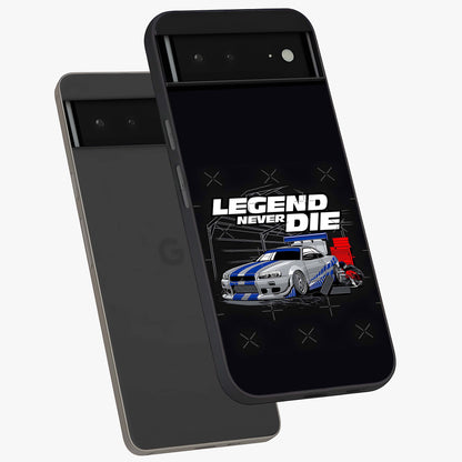 Midnight Racing Legacy Glass Case displayed in angled mockup highlighting dynamic automotive design with bold midnight aesthetic.