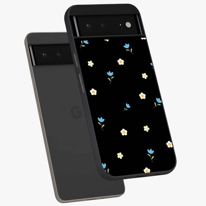 Minimal Petal Whispers Glass Case displayed in angled mockup highlighting delicate petal design with clean minimal aesthetic.