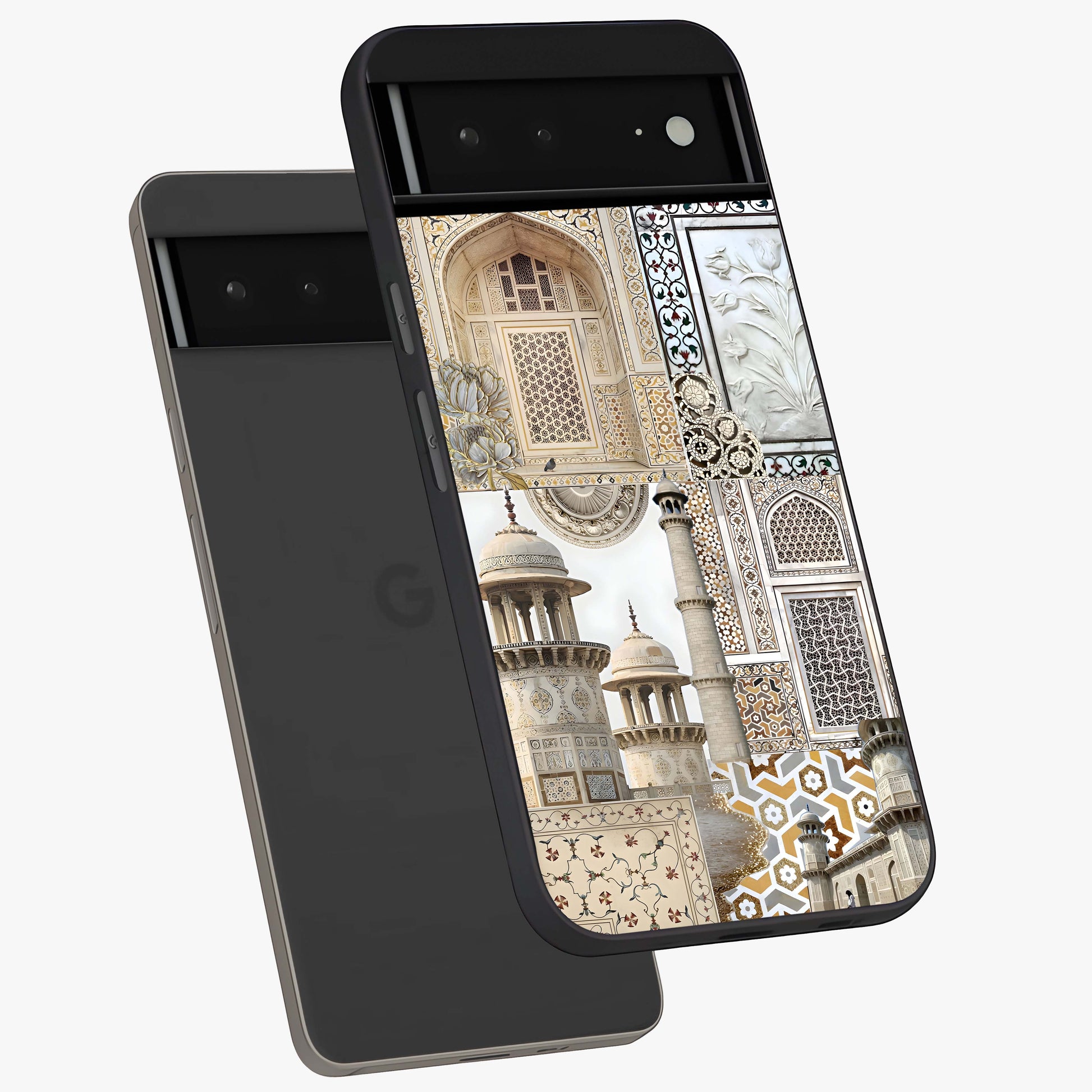 Mughal Marble Legacy Glass Case displayed in angled mockup highlighting elegant heritage marble artwork with royal aesthetic.